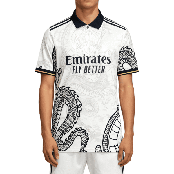 The New  Special Commemorative White Dragon Short-Sleeved Football Jersey For 2023 And 2024